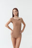 DANCE QUEEN 1148-4 Smoke Tan Wave Collar Sleeveless Backless Ballroom Leotard