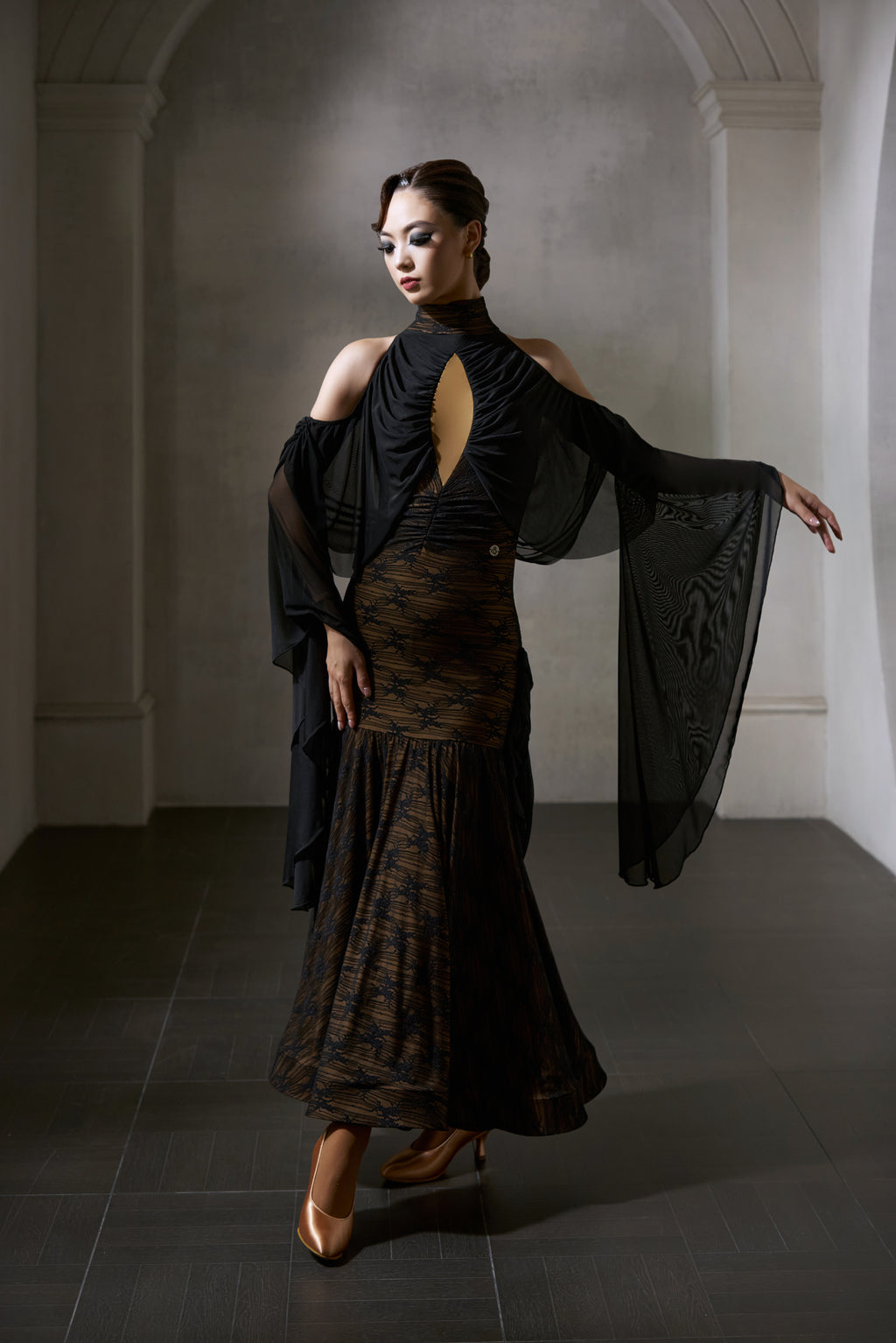 DANCE QUEEN 1041 Black Lace Haute Couture Classic Dress