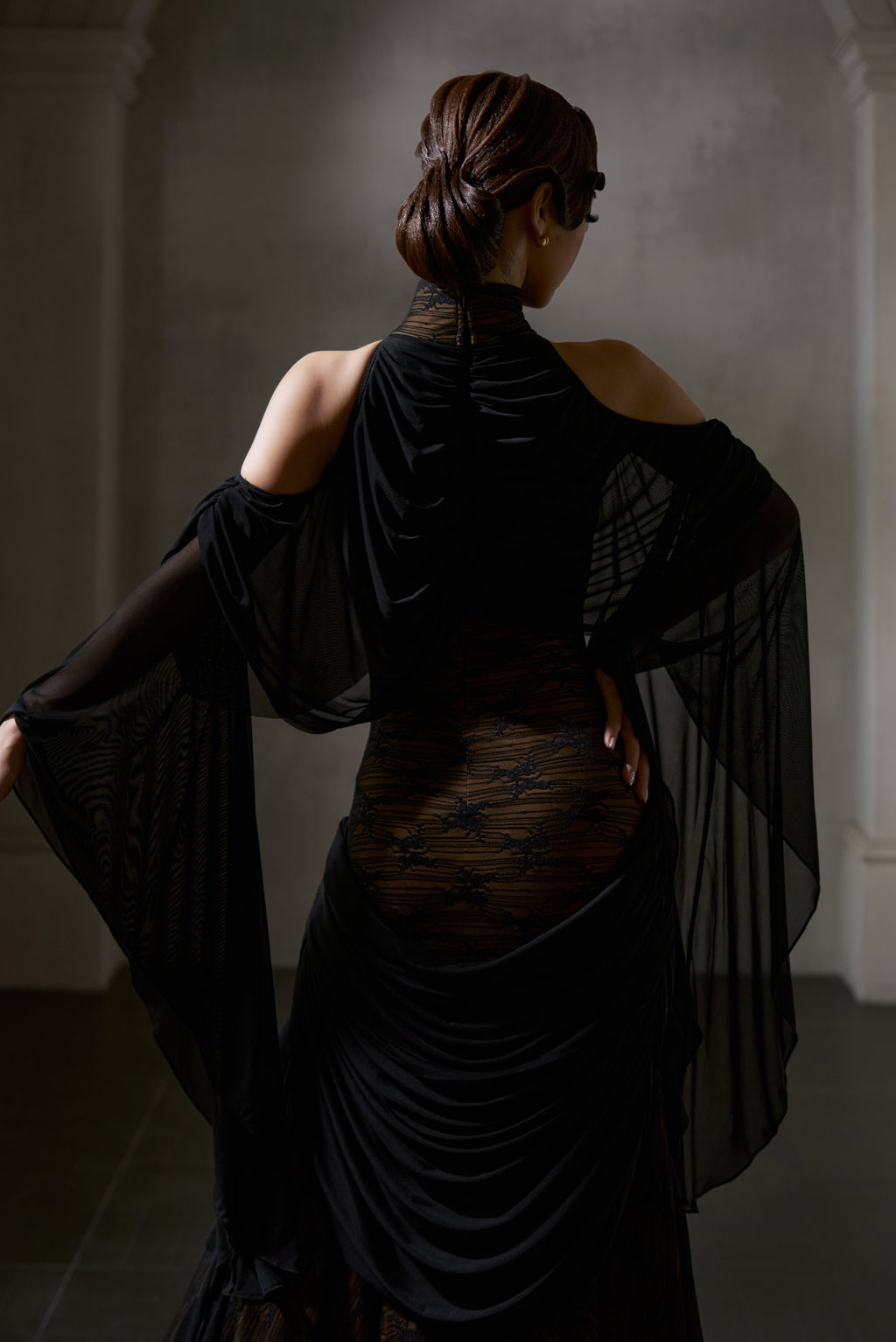 DANCE QUEEN 1041 Black Lace Haute Couture Classic Dress