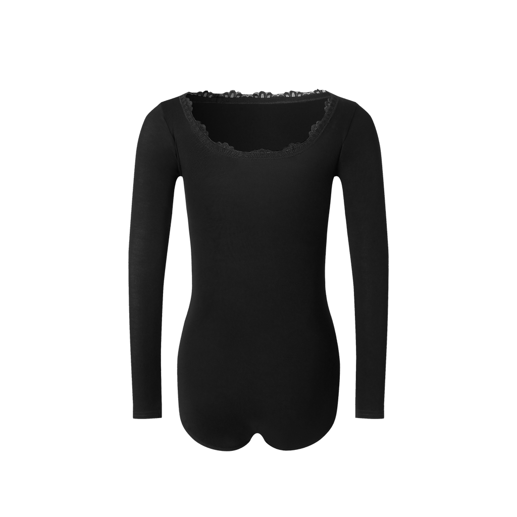 DANCE QUEEN 1051 Black Lace Ballroom Practice Dance Sport Leotard