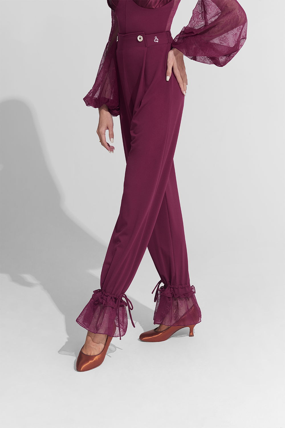 DANCE QUEEN 266-18 Burgundy Lace Ballroom Trouser