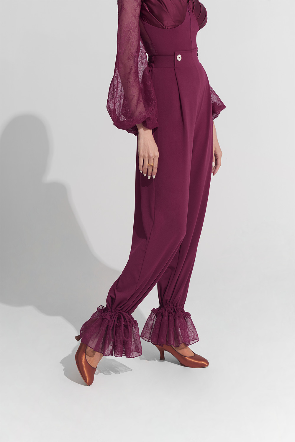 DANCE QUEEN 266-18 Burgundy Lace Ballroom Trouser