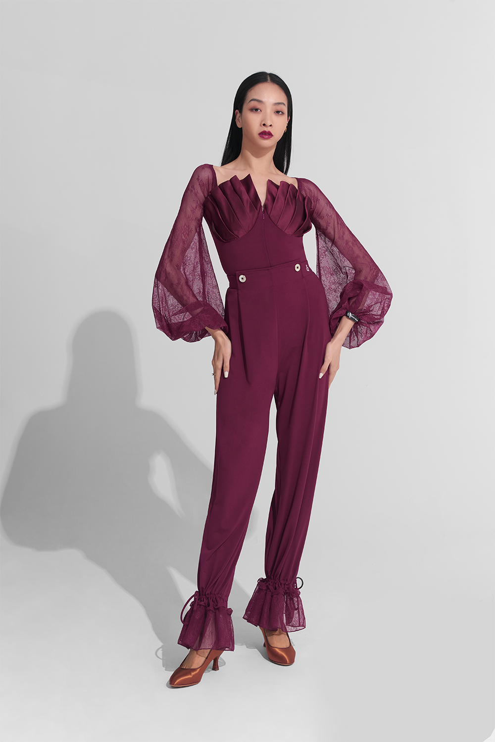 DANCE QUEEN 266-18 Burgundy Lace Ballroom Trouser