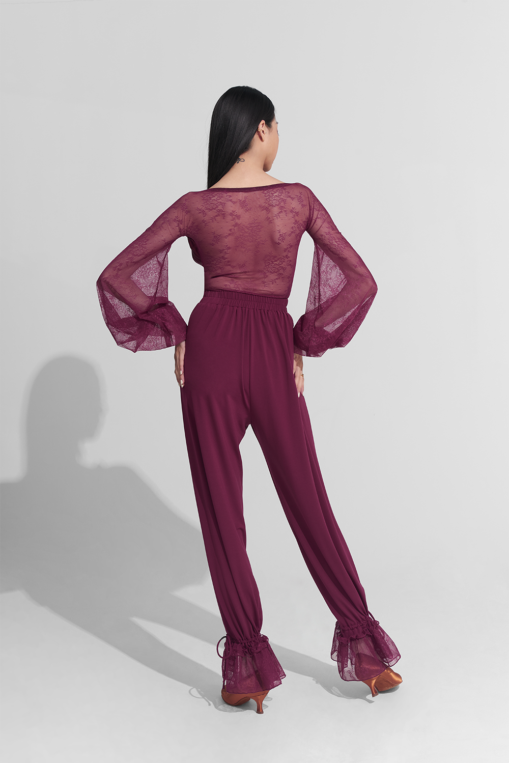 DANCE QUEEN 266-18 Burgundy Lace Ballroom Trouser