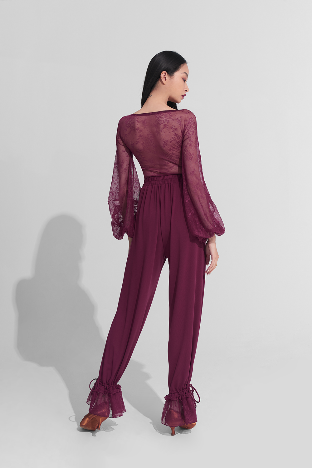 DANCE QUEEN 266-18 Burgundy Lace Ballroom Trouser