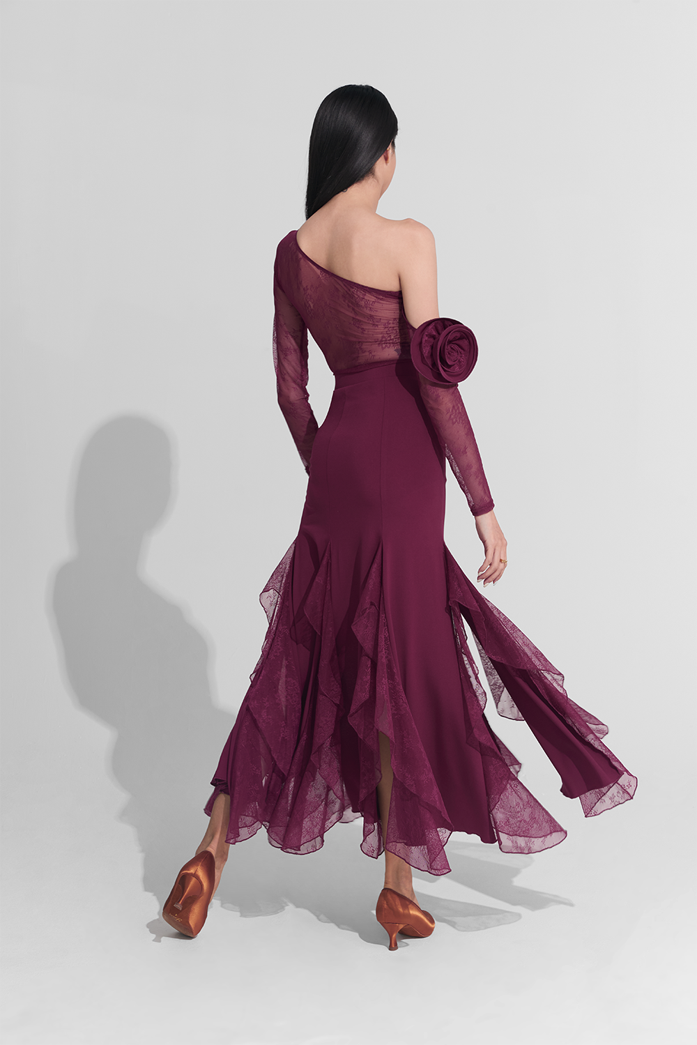 DANCE QUEEN 919 Burgundy Lace Ballroom Skirt