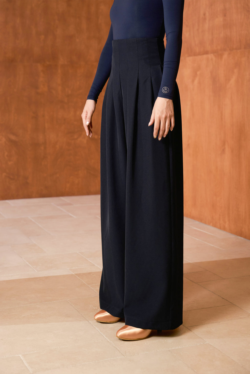DANCE QUEEN 851-10 High Waist Navy Blue Wide Leg Woman Practice Trouser