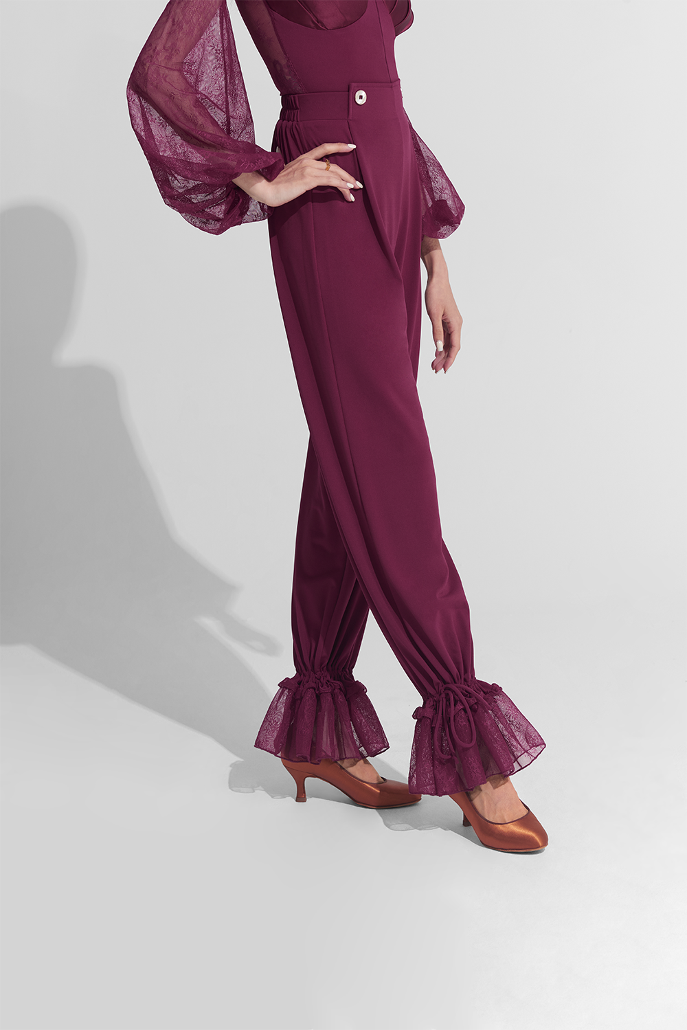 DANCE QUEEN 266-18 Burgundy Lace Ballroom Trouser