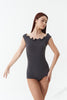 DANCE QUEEN 1148-7 Misty Grey Collar Sleeveless Backless Ballroom Leotard