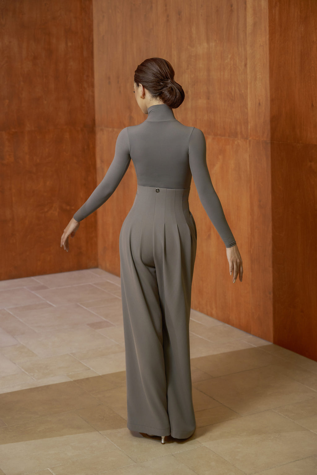 DANCE QUEEN 851-11 High Waist Gray Wide Leg Woman Practice Trouser